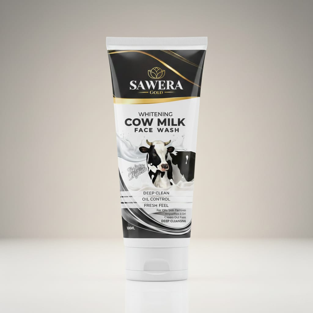Sawera Gold Whitening Cow Milk Face Wash - Deep Clean & Oil Control | TasneemCosmetics.pk